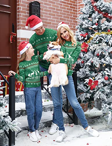 Image of Aiboria Matching Family Ugly Christmas Reindeer Snowflakes Sweater Pullover for Women /Men /Boys /Girls