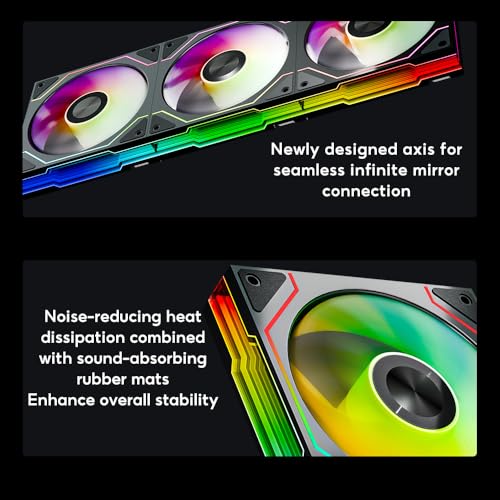 Image of Star Trall ARGB Computer Reverse Blade Case Fan,Double Sided Infinity Mirror Design Cooling Fan, 120mm CPU Case Fan PWM 800~1850RPM 58.36CFM HDB PC Case Fans(Black Reverse-3Pack)