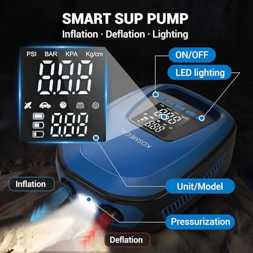Image of Paddle Board Electric Pump, High Pressure SUP Pump with Inflation & Deflation, Auto-Off, Portable Air Pump for Inflatables and Kayaks