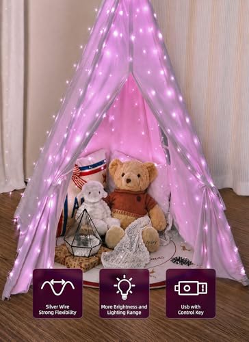Image of Brightown 300 LED Fairy Curtain Lights, 9.8ft x 9.8ft Curtain String Lights