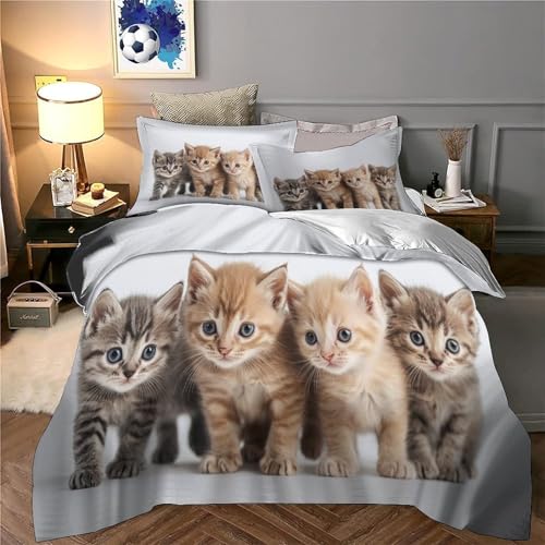 Linge de lit chatons mignons 135x200 microfibre respirante pour ado - 6