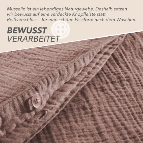 Pure Label Musselin Bettwäsche 135x200+40x80 cm 100% Baumwolle - Braun – Ansicht 4