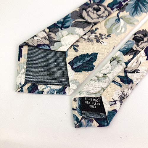 Image of Mantieqingway Men's Cotton Floral Neck Tie 2.56'' Printed Skinny Tie