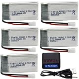 Blomiky 5 Pack 3.7V 800mAh Li-PO 25C MX2.0 Battery...