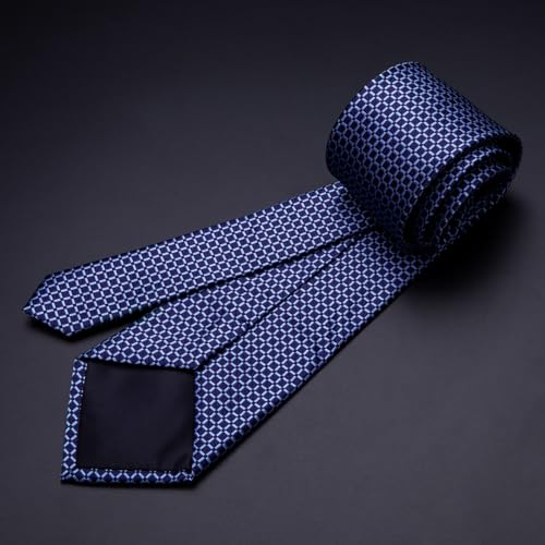 Image of Barry.Wang Mens Tie Set Plaid Check Neckties Formal Business Wedding Luxury Pocket Square Cufflinks