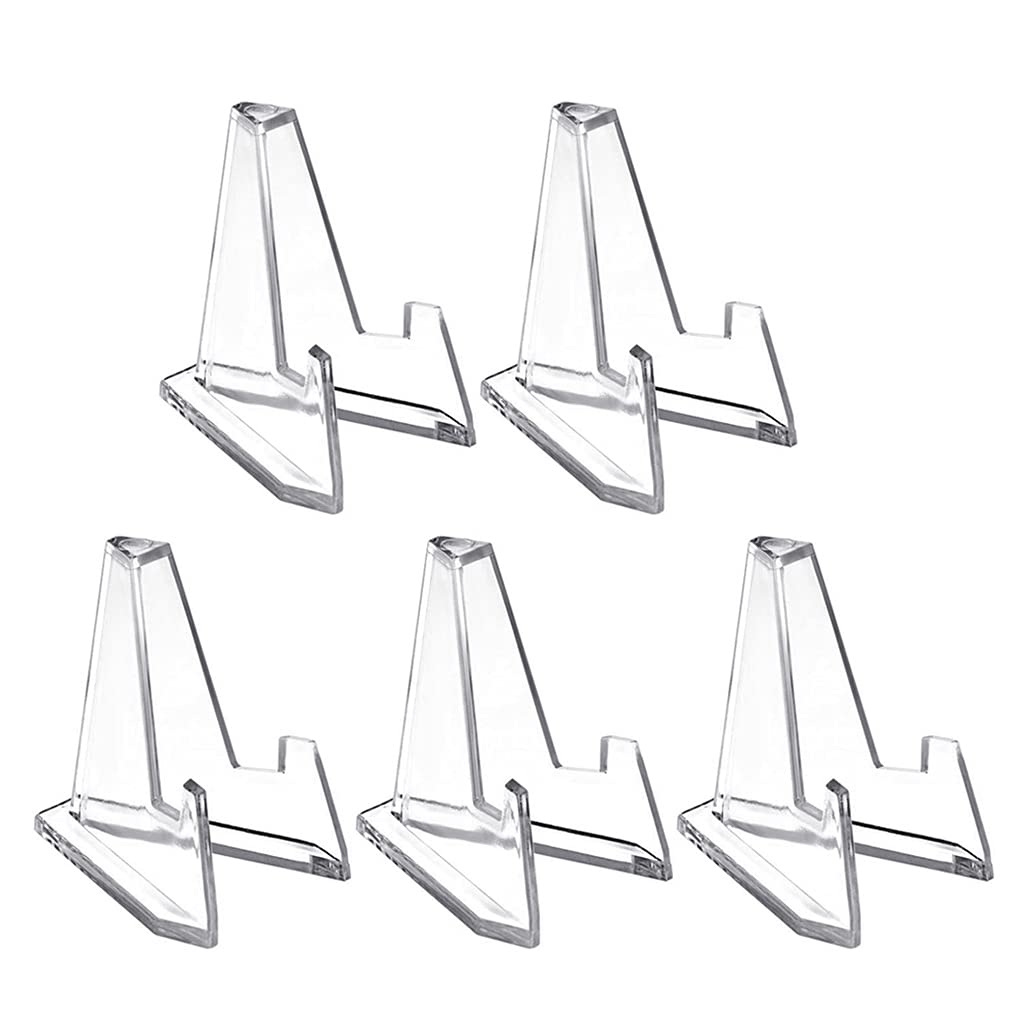 Hangsu Transparent 5Pcs Acrylic Stands Mini Coin Display Stand Easel Holder Rack Shelf For Collectable Challenge Medals Card Holder Challenge Coin Stand Single