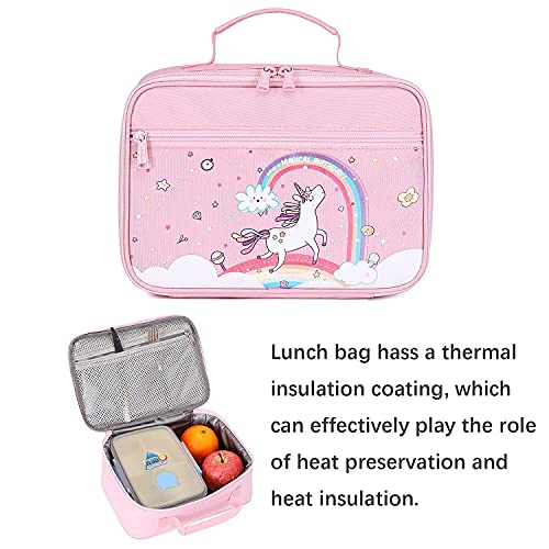 Abshoo Cute Kids Backpack For Girls Kindergarten Elementary Unicorn School Backpacks Set with Lunch Box (Unicorn Pink) - Image 7