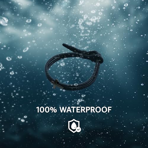 Rowdy Parrot FlexTech Adjustable Silicone Braided Rope Bracelet for Men - Waterproof, Sweatproof, One Size Fits All - Featuring Religious Christian Jesus Cross Design4