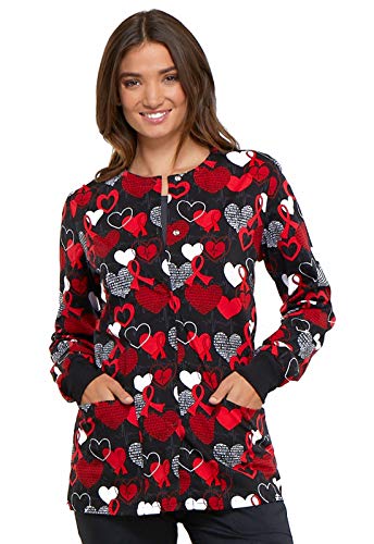 CHEROKEE Snap Front Warm-up Scrub Jacket, XL, Heart Smart