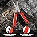 FLISSA Multitool Scissors, 11-in-1 Multi Tool Pocket Knife, Stainless Steel Mini Multitool with Bottle Opener, Screwdriver, Aluminum Handles, Spring - EDC for Outdoor, Camping, Hiking, Fishing, Red