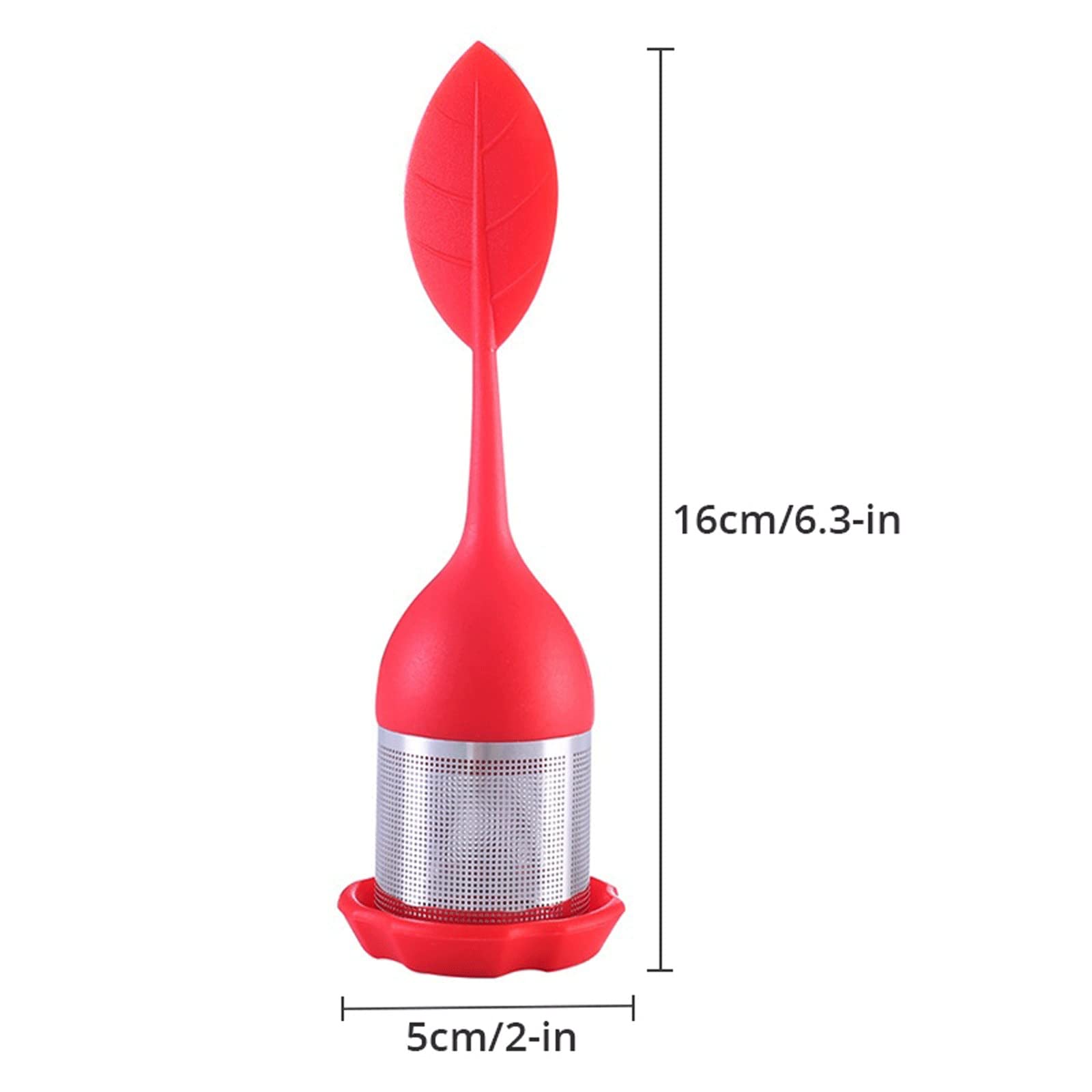 Colador de té infusor de té, filtro de té de malla fina de acero inoxidable con mango de hojas de silicona sin BPA y bandeja de goteo para todo el té de hojas sueltas (azul)
