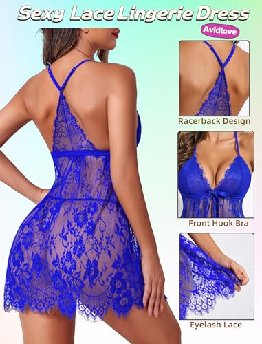 Image of Avidlove Women Sexy Lingerie Babydoll Lace Chemise Eyelash Wedding Brial Lingerie