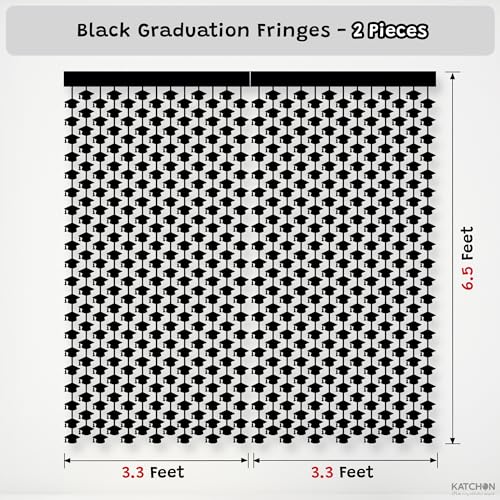 Image of Graduation Decorations 2026 - Pack 2, 3.3 x 6.5 Feets, Graduation Cap Metallic Foil Fringe Curtain, Graduation Cap Decorations, Graduation Streamers, Graduation Party Supplies, Katchon