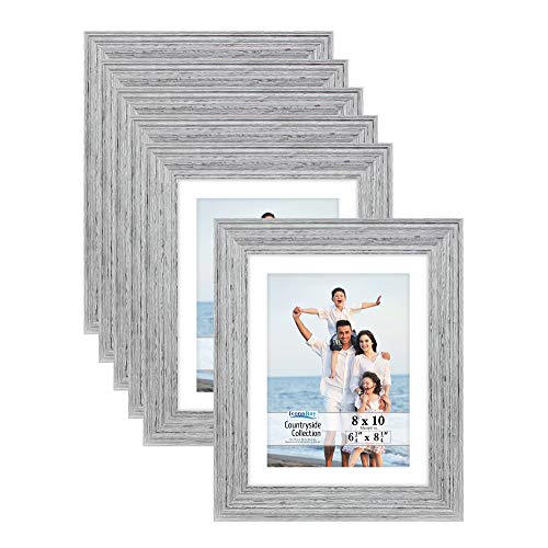 Image of Icona Bay 8x10 Picture Frames with Mat (Speckled Gray, 6 Pack), French Country Style Picture Frame Set, Wall Mount or Table Top, Countryside Collection