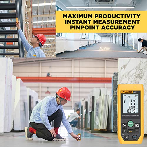 Image of Fluke 405 50mtr Digital Laser Distance Meter Tape with Free Carry Case Large LCD Display Rechargable Battery IP65 Dust & Water Resistant for Distance Area and Volume Measurement (1 Year Warranty)