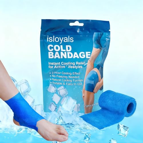 ISLOYALS Ice Tape Instant Cooling & Compression for Athletes No Refrigeration Needed Self-Stick Bandage Wrap for Knee Ankle Wrist Pain & Swelling Relief (Blue)
