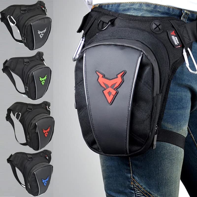 Beintasche Herren Motorradtropfen Taille Bein Bag Oberschenkel Gürtel Hüfte Bum wasserdichte Motorrad Reise Fanny Pack Taschen Motorrad Beintasche(Green Remark)