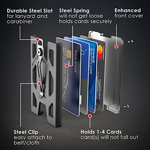 Govo Badge Holder/Wallet - Durable Polycarbonate Id/Credit Holder With Metal Clip And 4 Cards Slot (Holds 1To 4 Cards) Black #TOP6