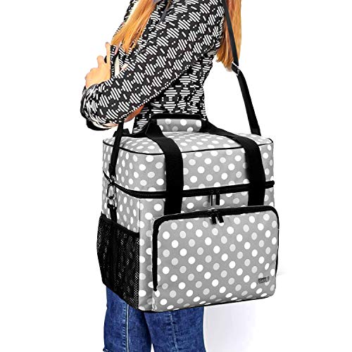 Luxja Serger Case For Most Standard Overlock Machines, Serger Bag With Accessories Storage Pockets (Patented Design), Gray Dots #TOP5