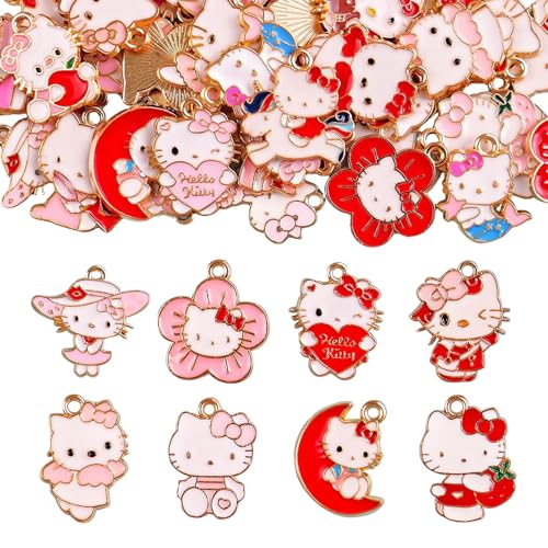 Westingmanual 40 Pieces Enamel Cat Charms for Jewelry Making DIY Cute Mini Cat Charms Earring Necklace Bracelet Pendants DIY Crafts