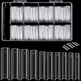 500 Pcs Extra Long No C Curve XXL Square Tapered, No Trace Straight, Half Cover False Clear Nails Tips Set for Nails Salon and Home DIY French Nail Design