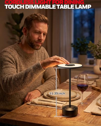 Image of Honeywell Rechargeable Table Lamp, 5000mAh Cordless Dimmable Accent Light
