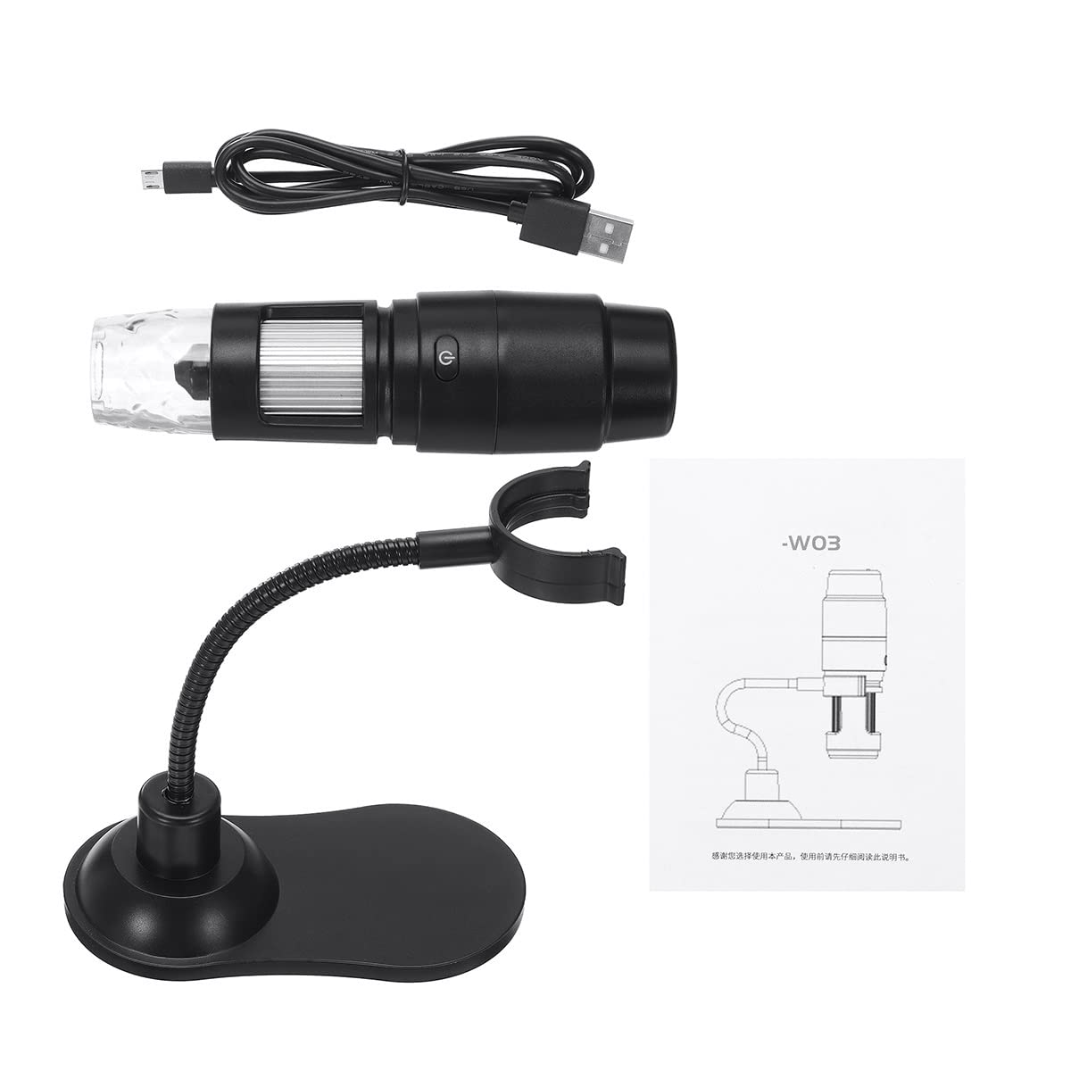Accesorios para Microscopios Magnifier de Microscopio Digital Digital Ajustable Magnifier 1000x Cámara 8le DS con Soporte Flexible Durabilidad Y Rendimiento Confiable(W03)