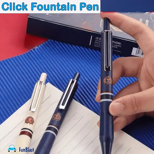 Image of FunBlast Fountain Pen for Students,Iridium Tip Nib Refillable Click 2 Pcs Fountain Pen with 6 Refills,Kawaii Stationary Gift for Office,School Stationery Items for Kids(Oxford),Ink Color-Multicolor