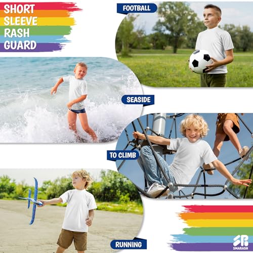 Image of Boy's UPF 50 Rash Guard Swim Shirts Short Sleeve Sun Protection SPF Fishing Surfing Water Beach Shirts Quick Dry