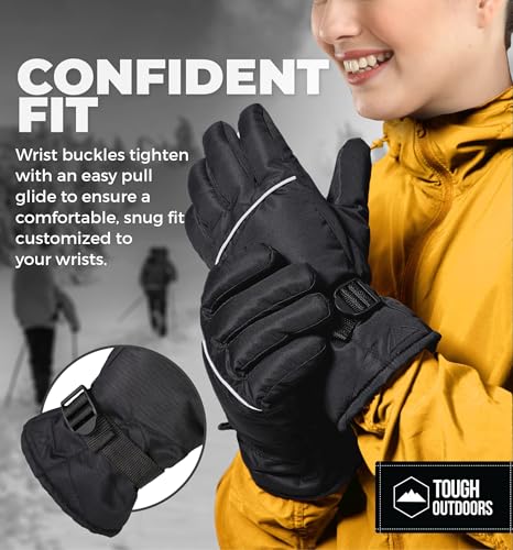 Tough Outdoors Guantes de esquí resistentes al aire libre - Guantes de nieve térmicos impermeables - Guantes aislantes de snowboard para mujeres y hombres - Guantes de invierno para nieve y esquí - imagen 4