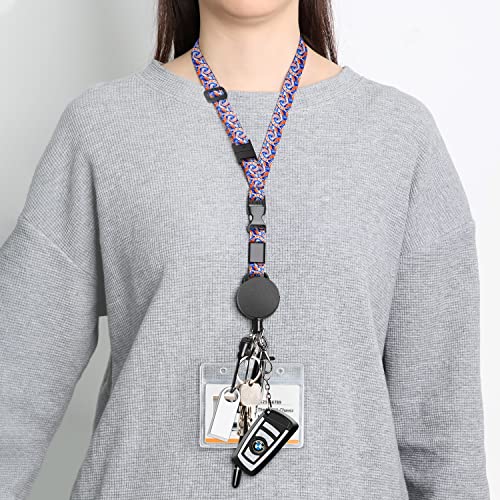 Heavy Duty Retractable Lanyard And Wrist Lanyards, Quick Release Buckle And Safety Breakaway Neck Lanyards, Adjustable Strap For Keychains, Badge Holder, Student, Offices, Staff, Employees #TOP4