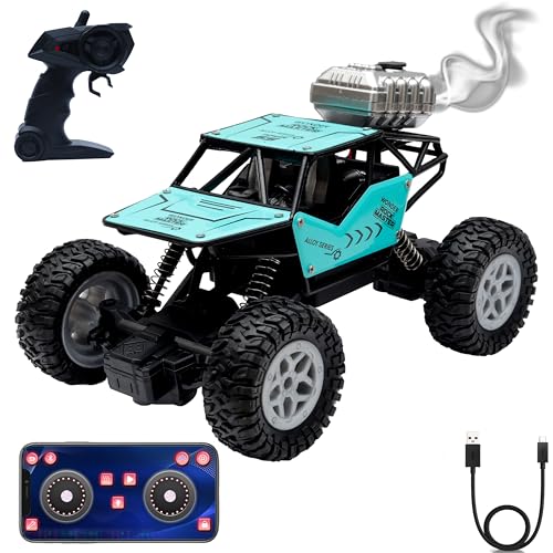 Image of Wonder Remote Control Rock Master /Crawler with Smoke, Monster Car for Kids Monster Truck Rock Climbing Car Toy for Kids | 2.4 GHz Remote with Long Range | C Type Charging | Made in India (Blue)