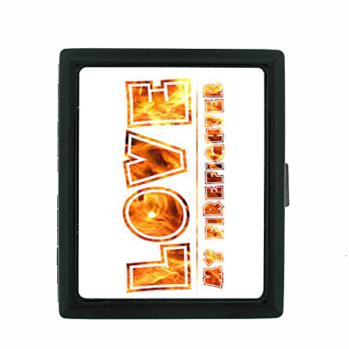 Firefighter D8 Small Black Metal Cigarette Case Heroes Fireman Rescure Fire Dept