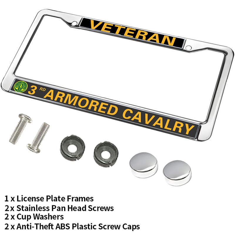 Image of US Army Flag License Plate Frame for Thanksgiving 3rd Armored Cavalry Vet Weather-Proof License Plate Frame US Army USA Flag License Plate Frame Devoted Gift for Army Solider