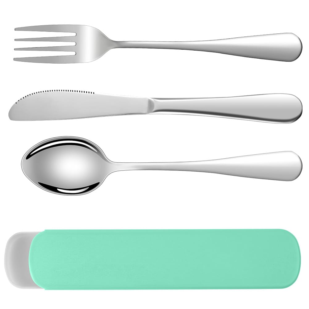 Set Posate Da Viaggio In Acciaio Inox - 3 Pezzi Con Custodia, Per Campeggio, Ufficio | Lavabile In Lavastoviglie - Foto 3