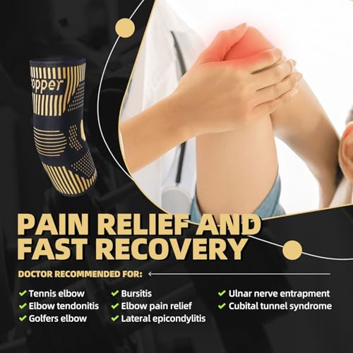 Lusenone Copper Elbow Support for Men/Women - Best Elbow Brace Compression Sleeves Support for Tennis Elbow, Golfers Elbow, Tendonitis, Weightlifting, Gym, Arthritis, Pain Relief - Image 5