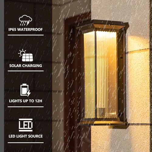Lámparas de pared largas solares, apliques LED impermeables para exterior 3