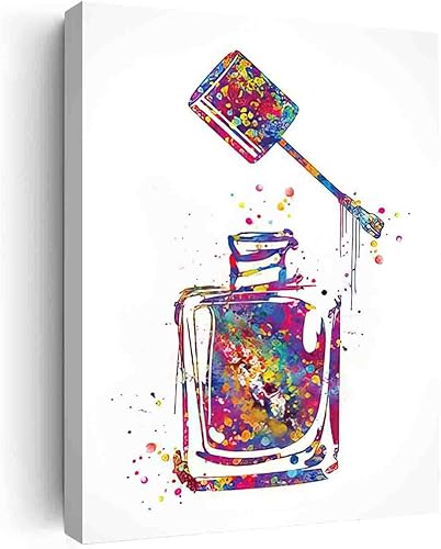 Lienzo de moda para decoración de pared, esmalte de uñas, estampado de acuarela, maquillaje, salón de uñas, decoración de uñas, decoración de salón