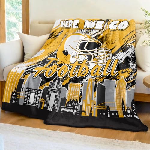 WKLKHMXBS Football Gifts for Men Women Football Throw Blanket 60 x 50 Sports Fans Merch Gear Team Color Blanket for Couch Bed