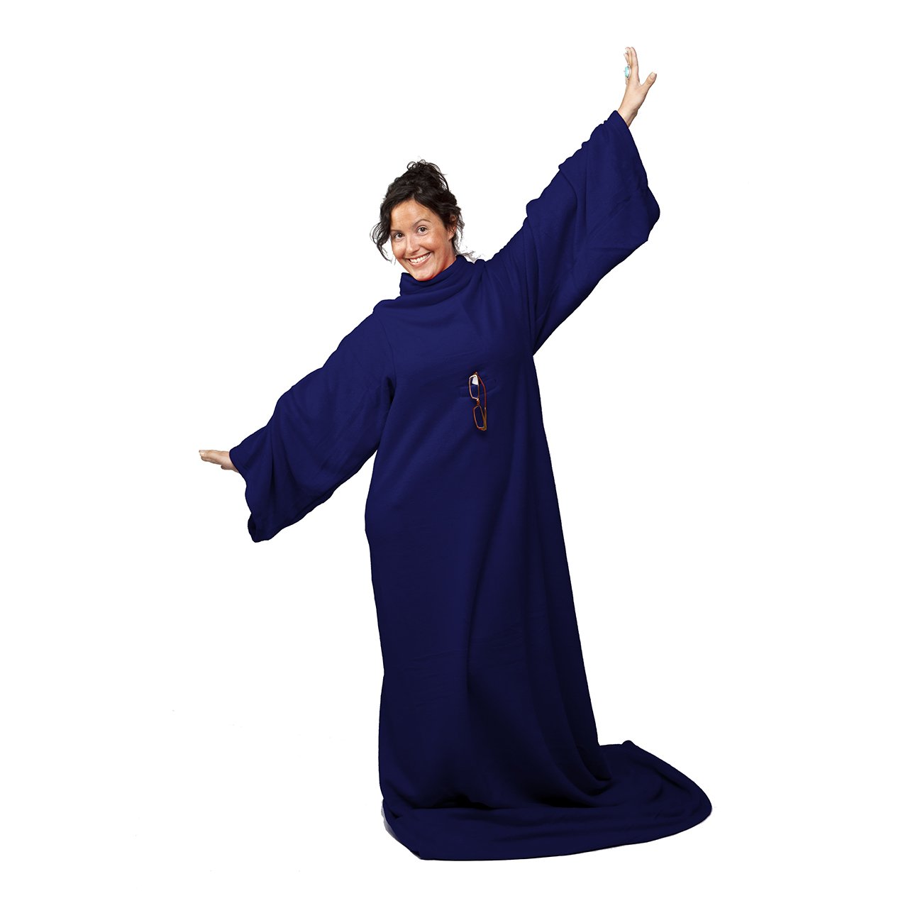 Snug Rug Cosy, couverture en molleton avec des manches et une poche poche pratique - Bleu marine