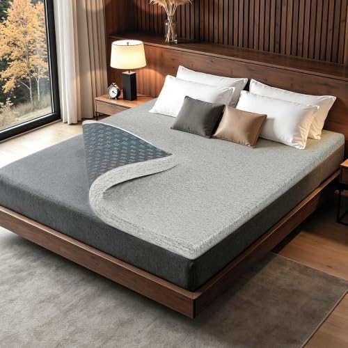 Image of Subrtex Mattress Topper, Full Memory Foam Topper with Cover, 4inch, Grey(4inch)