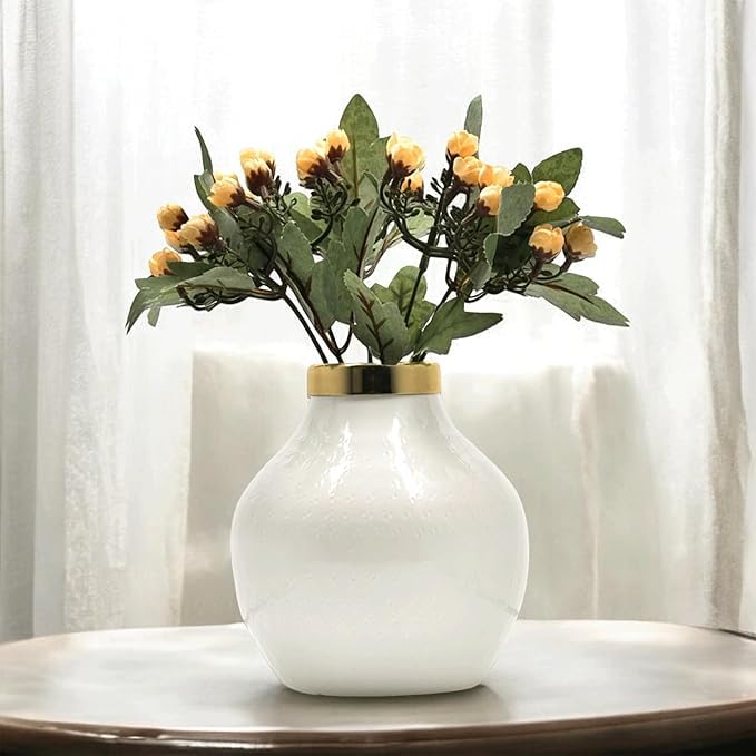 Urban Born Metal Flower Vase for Home | vases | Table Decorative Item for Festivals | Decorative Items | Living Room Vintage Decor (15X 15X 15cm) (White)-image-33