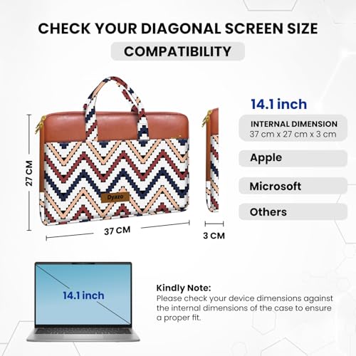 Image of Dyazo 14-14.1 Inch Laptop Sleeve Bag for Women | Jute & Vegan Leather Laptop Case with Handle & Zipper | Lightweight Protective Office Handbag for MacBook, Dell, HP, Lenovo, Acer & Other Notebooks