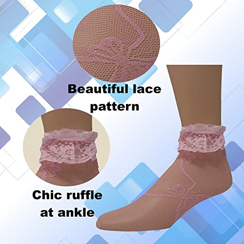 Image of EMEM Apparel Women's Lace Anklet Socks with Ruffle