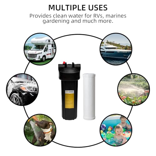 Image of Filterelated RV Water Filter System Camping Vehicle Composite Filter Element Multi stage Filtration can reduce chlorine,lead,heavy metals,and odors,including hoses.Outdoor Gardens (BLACK, 10″)