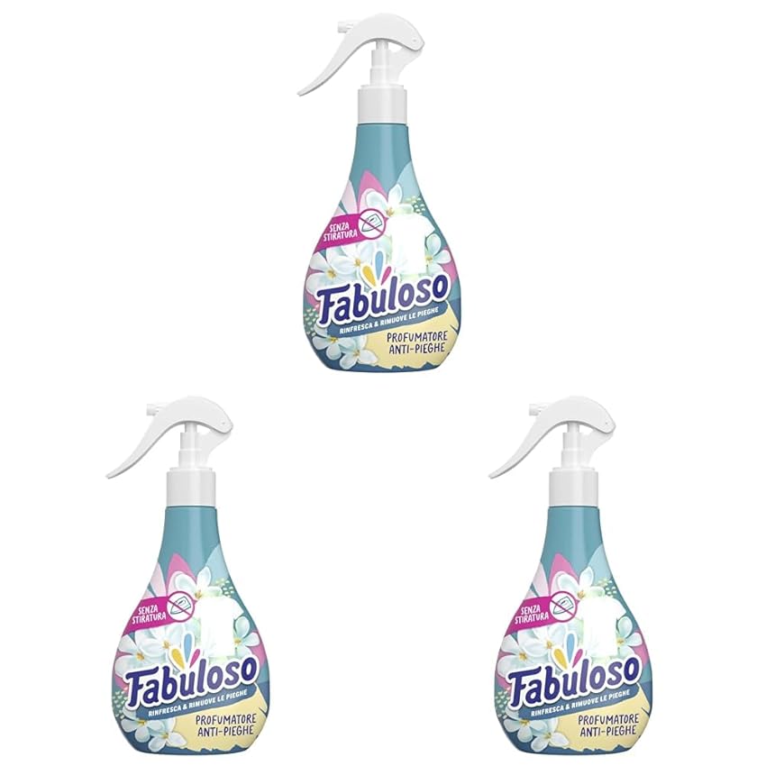 Fabuloso Spray per Tessuti Rinfresca e Rimuove Le Pieghe 250 ml, Elimina Le Pieghe, Rinfresca i Capi, Non Macchia i Tessuti Classici, Dermatologicamente Testato (Confezione da 3)