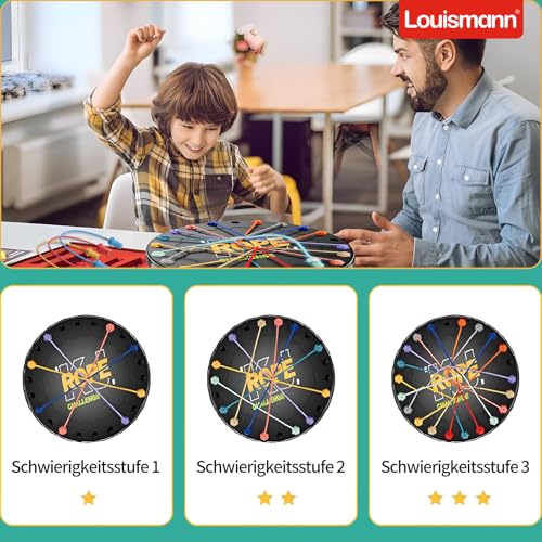 Louismann Brainy Knots – Rope Challenge Puzzle Knobelspiel mit Seil Logik Strategiespiel Logik Spiele Knot für Kinder ab 3 Geschicklichkeitsspiel Lernspiel für die ganze Familie (Patentschutz)