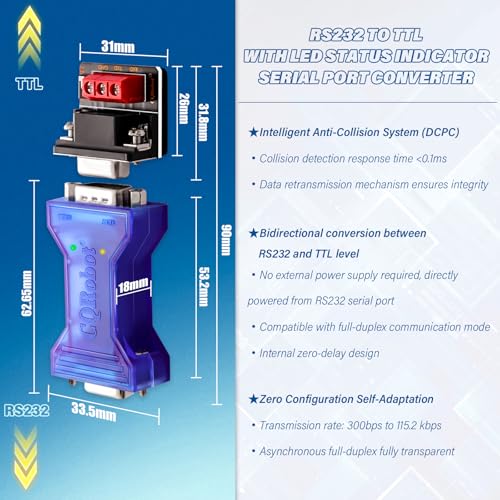 Adaptador pasivo RS-232 a TTL con indicador de estado miniatura 3