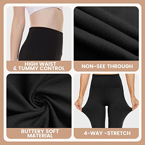 Campsnail Leggings With Pockets For Women, 4 Pack High Waisted Soft Tummy Control Slimming Black Yoga Pants Workout Running #TOP2