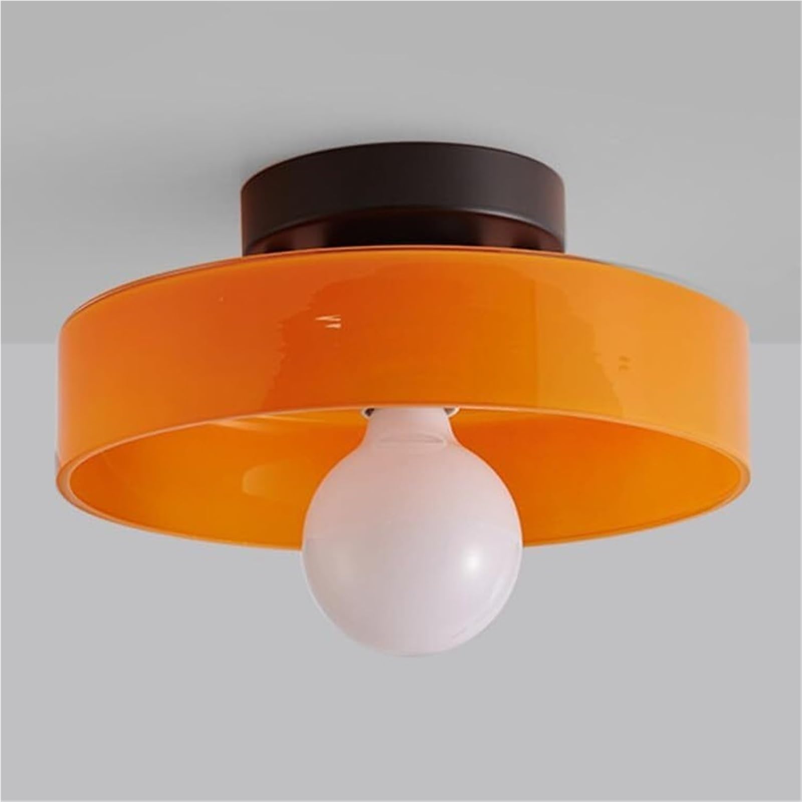 KHUKHU Mid Century Modern Hallway Ceiling Light Fixtures Large White Orange Green Glass Kitchen Close to Ceiling Lamp Vintage Bedroom Wall Sconces Light for Foyer Entryway Staircase(Orange)